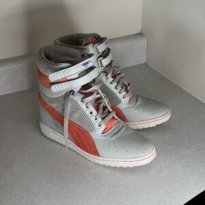 Puma Sky High Wedge Heels Sneaker Limestone Gray Peach Women's Size US 10